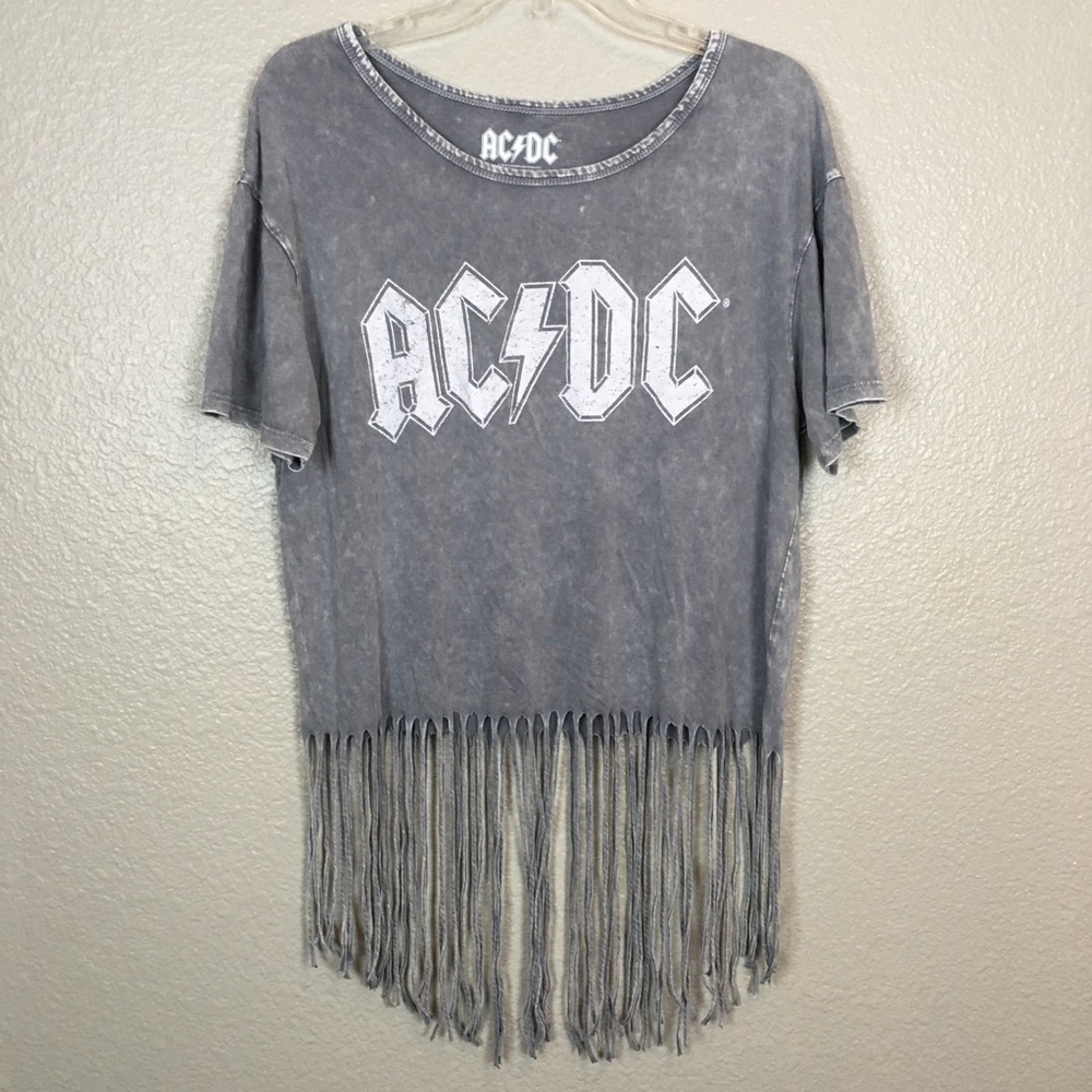 AC/DC Rock Band Fringe Top - Picture 1 of 5